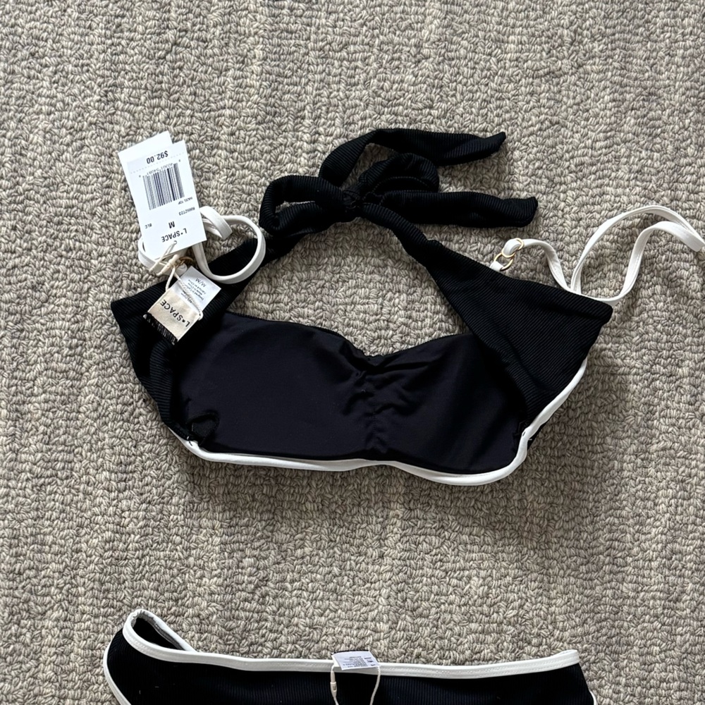 l*space Hazel Black Bikini Top with White Trim - Picture 2 of 5